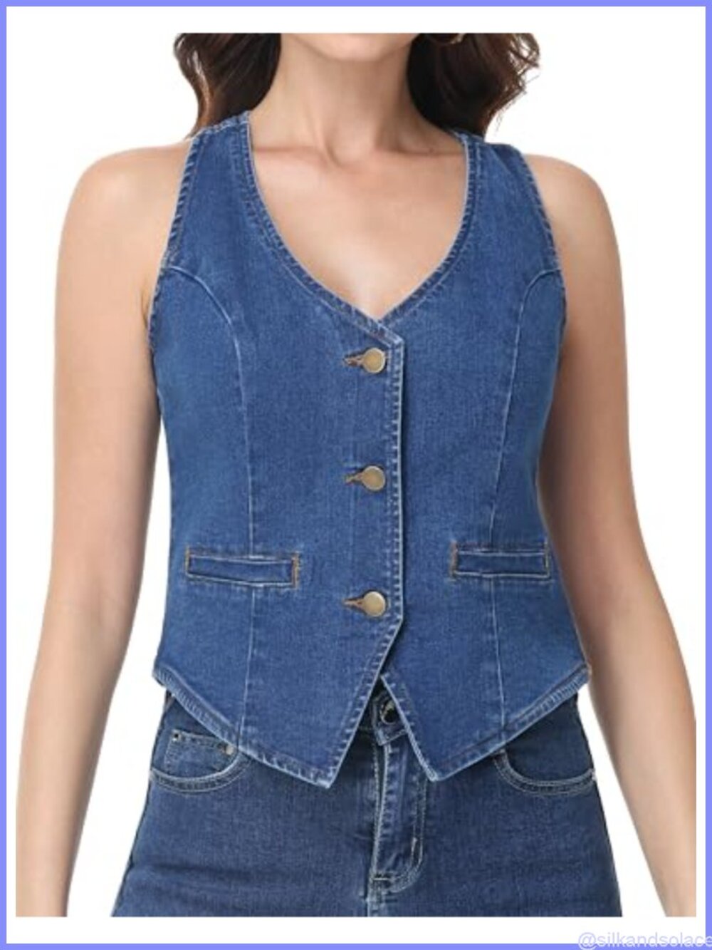 Denim Vest Sleeveless Fitted Jean Vest Top for Women